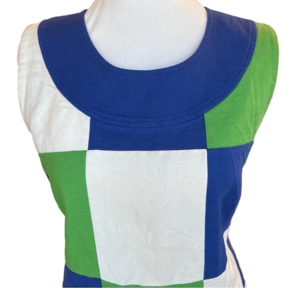 Vineyard Vines Color Block Green Blue White Sleeveless Dress Size 8 - Picture 4 of 13
